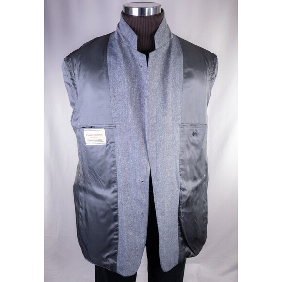 Evan Picone Blue Herringbone Wool Blend Two Button Two Piece Suit Size: 42R - Picture 9 of 14